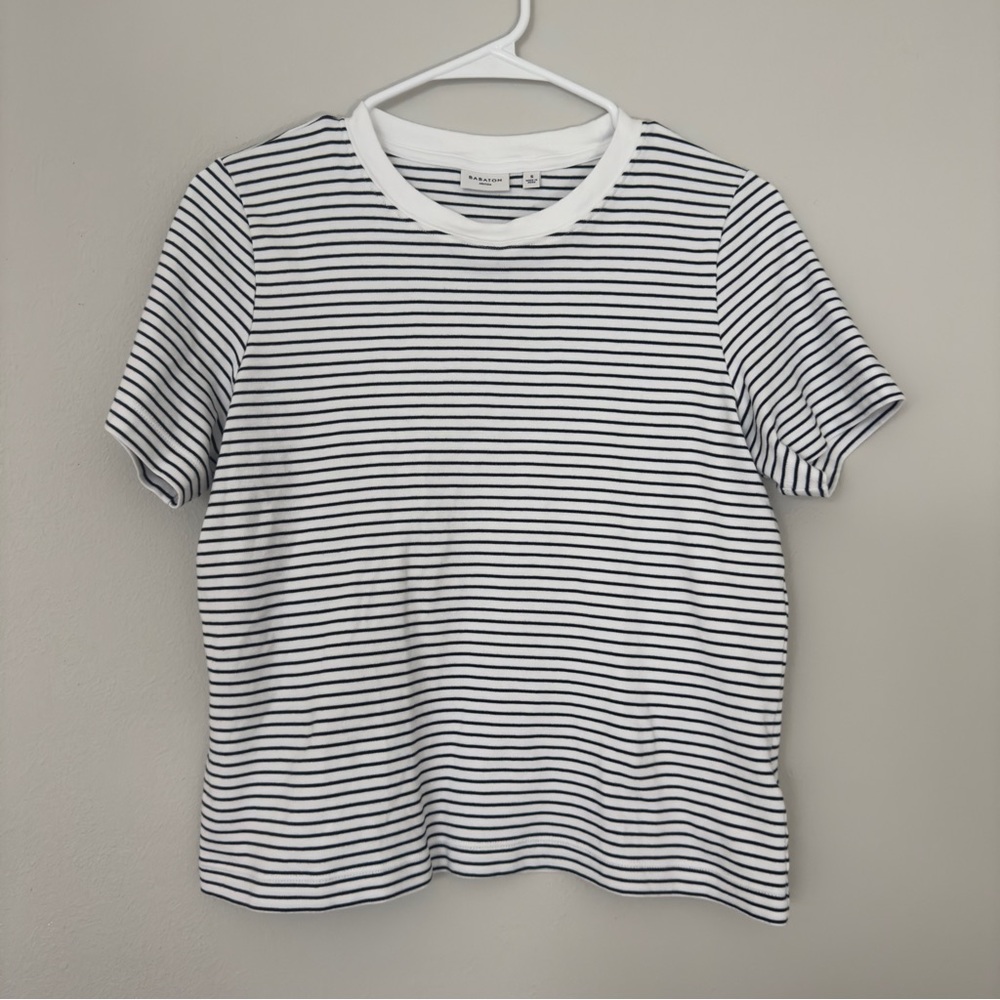 NWOT Babaton Black and White Striped T shirt